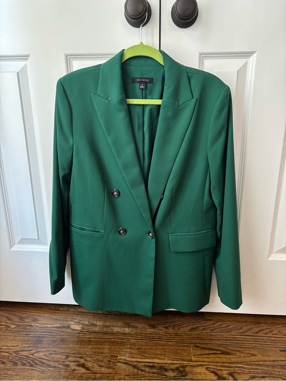 Ann Taylor Green Double-Breasted Blazer